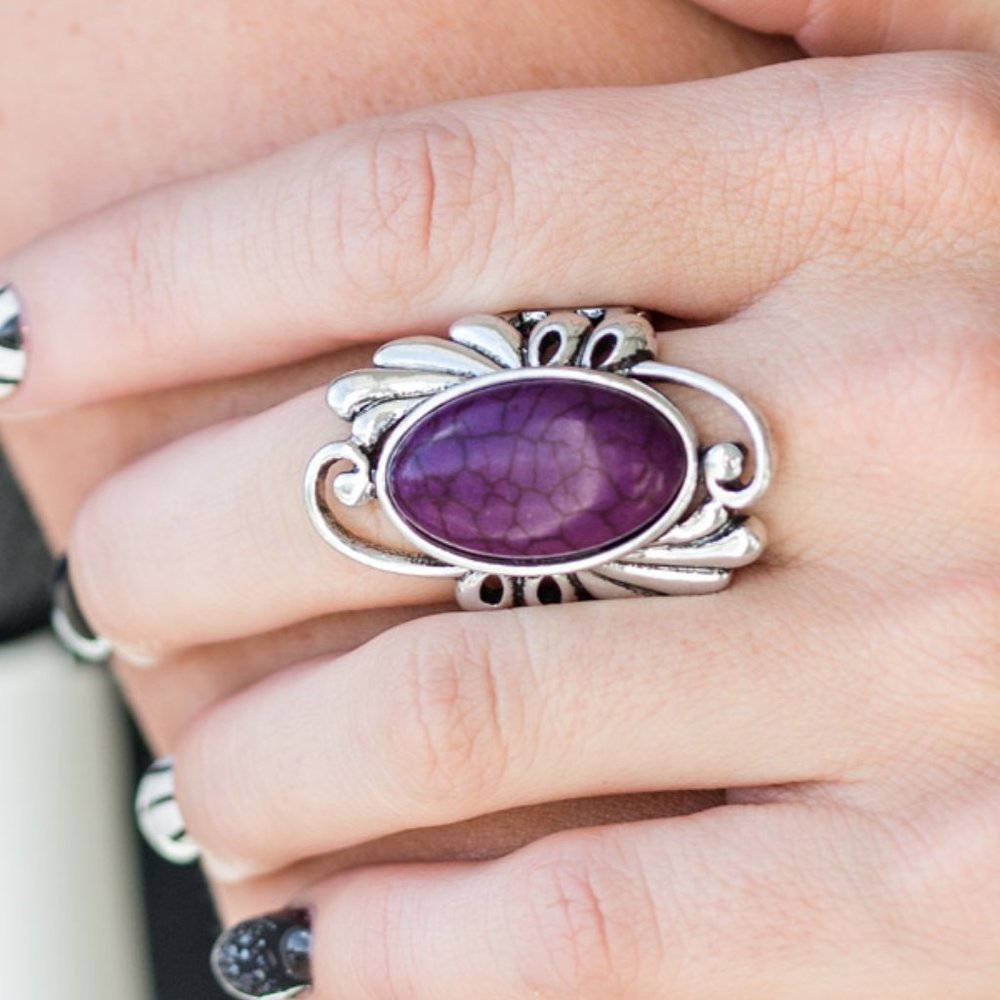 NWT Sedona Sunset purple turquoise stretch ring